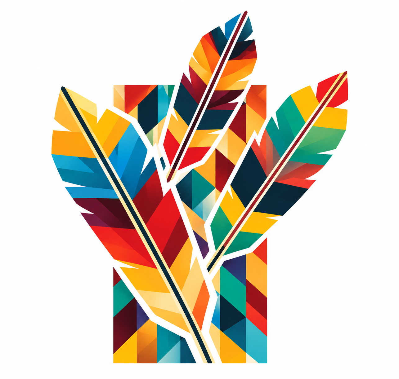Colorful feather artwork